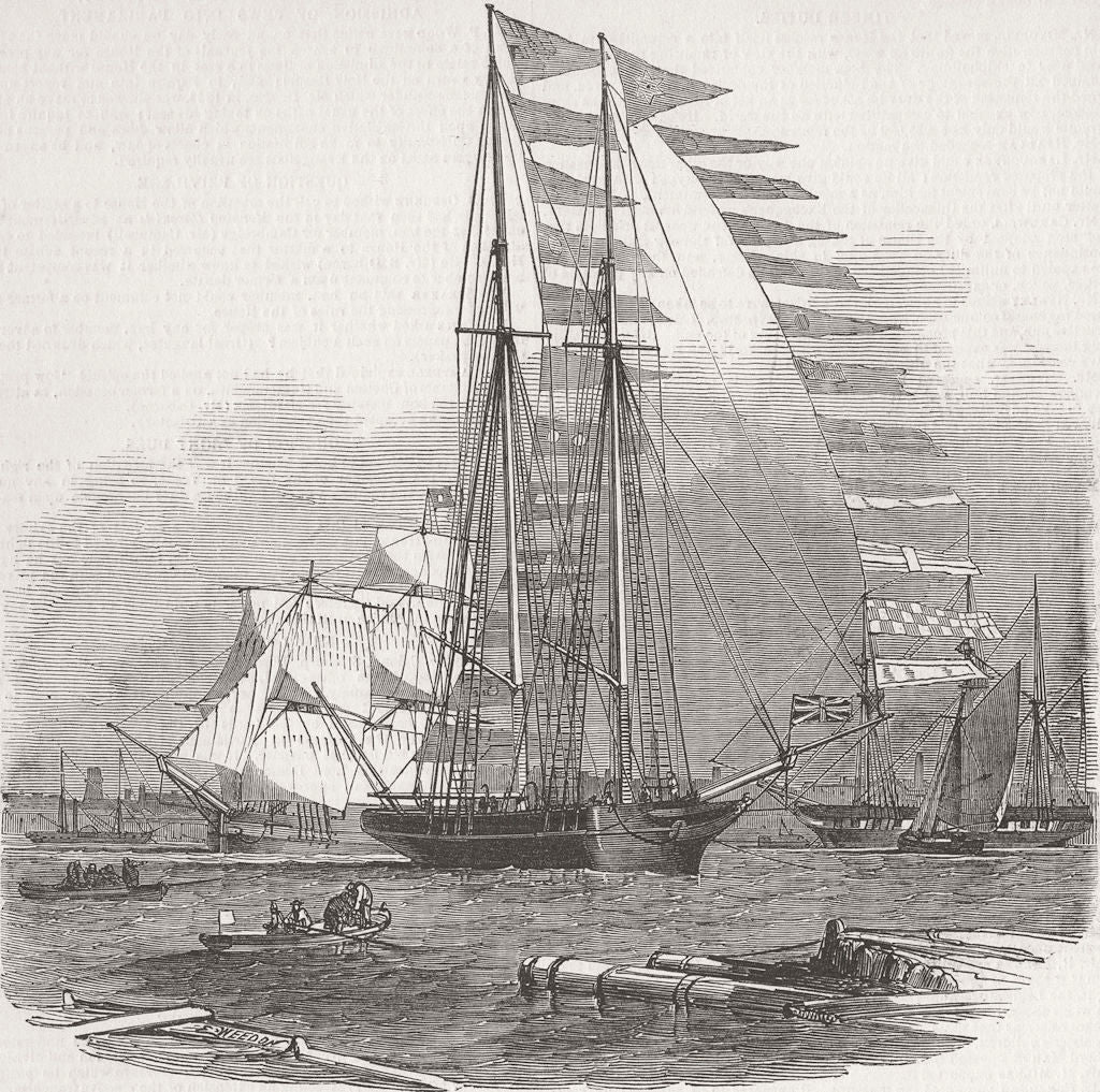 SAILING. Titania schooner Yacht(Stephenson) 1850 old antique print picture